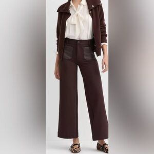 LOFT Women's Wide Leg Brown the Palmer pants high rise New stretch vivid code 6p